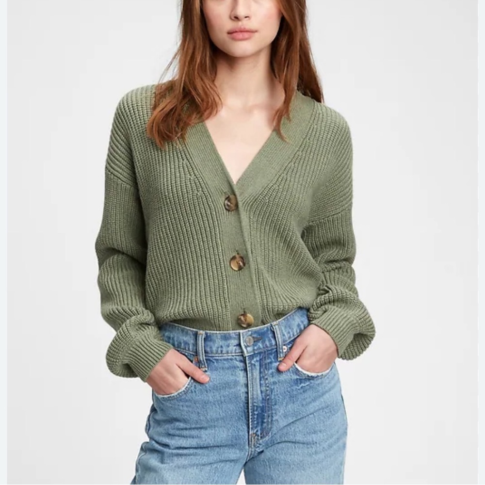 GAP NWOT skirted green cardigan